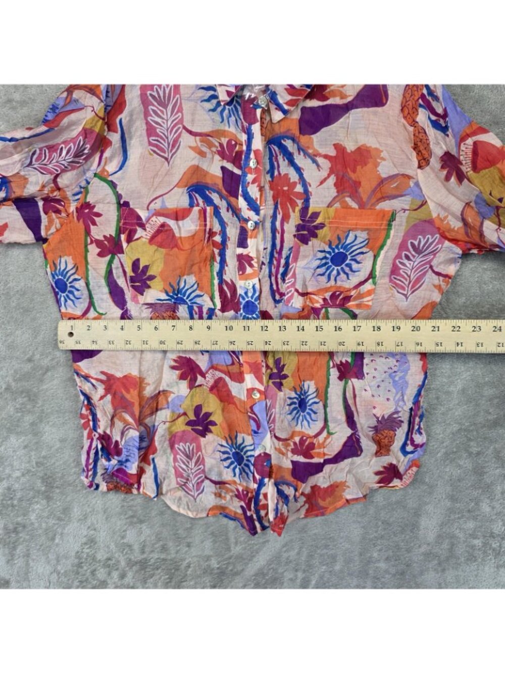 Milk & Honey Button Up Shirt Womens XL Multicolor Tropical Long Sleeve Tunic - Picture 9 of 10